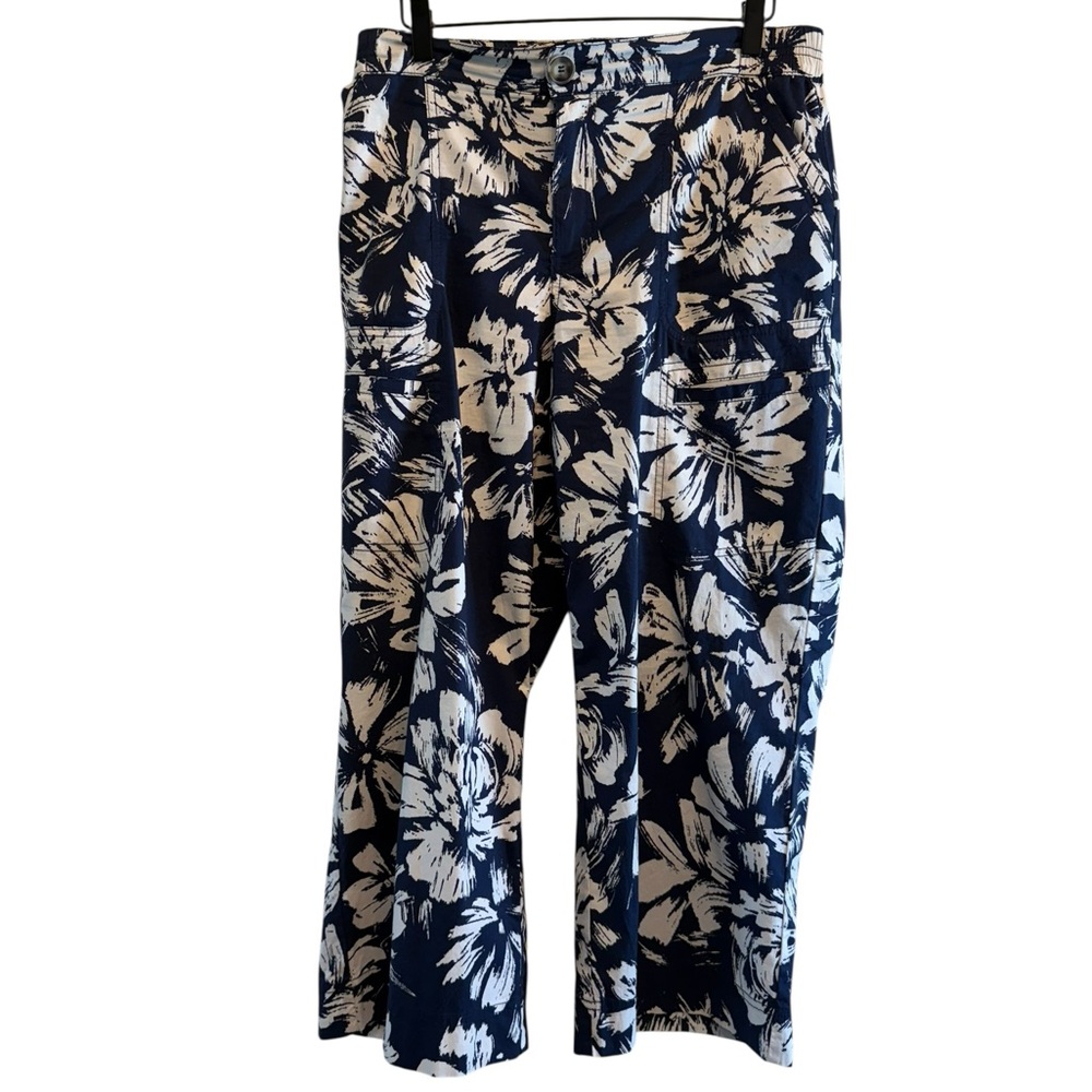 DEMOCRACY Navy & Cream Floral Cropped Pants Size 8